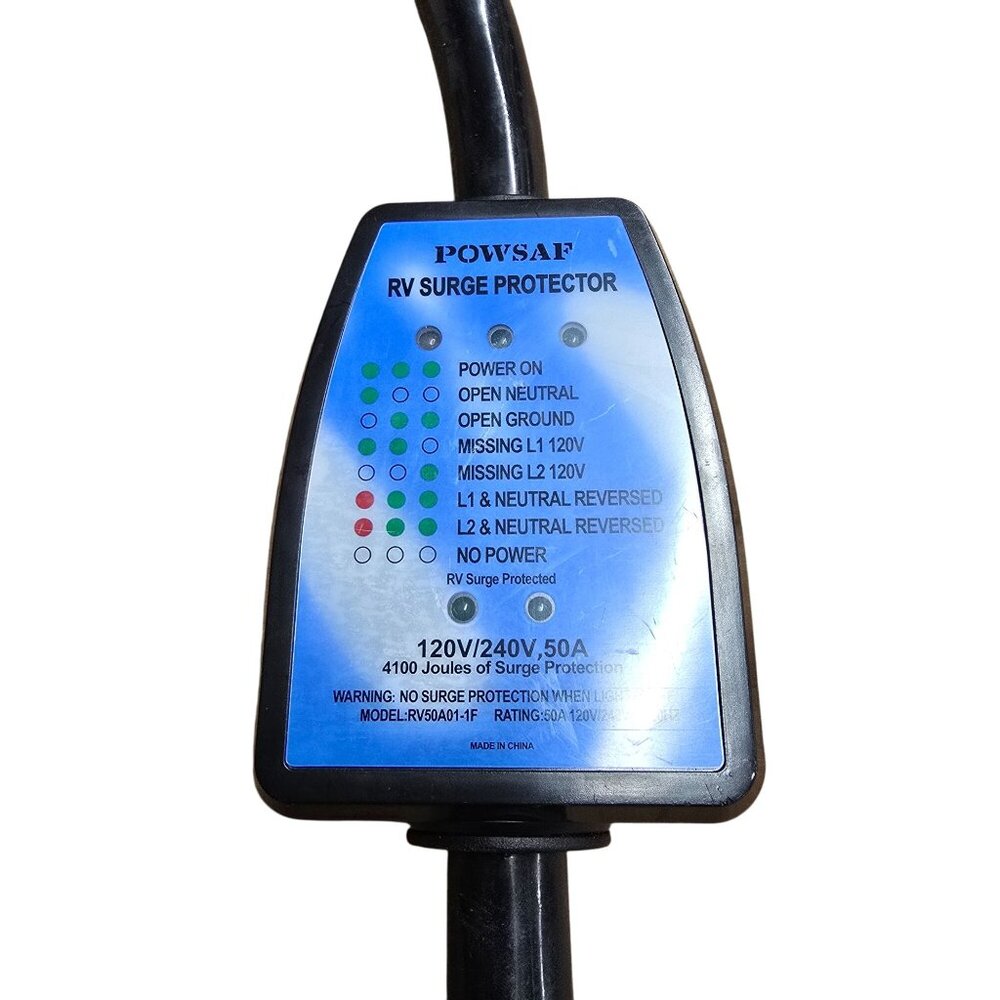 Powsaf RV Surge Protector 50A 120V/240V With LED Diagnostic Indicators Heavy-Dut - Picture 2 of 8
